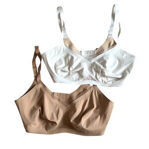 Honeylove Women's Sz 40 C/D Signature Smooth Wireless Bra 2 Pack Nude White